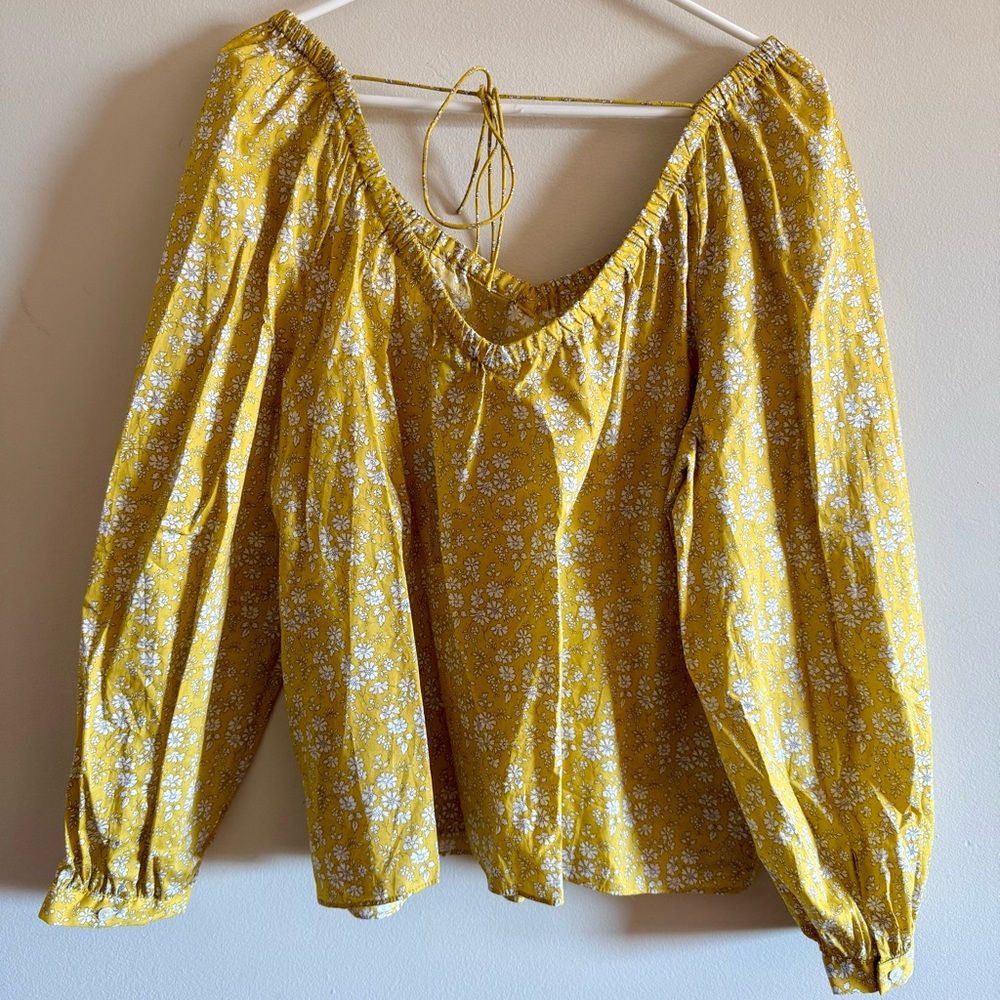 NWT J. Crew x Liberty of Yellow Floral Top Size XL - Picture 4 of 7